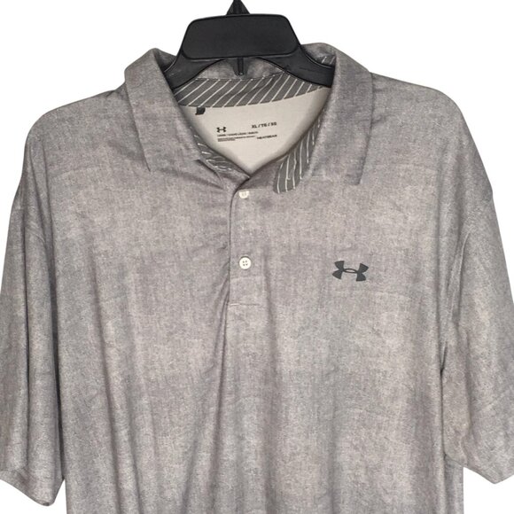 Under Armour Polo Shirt Mens XL Gray HeatGear Loose Golf Performance SS - Picture 1 of 9